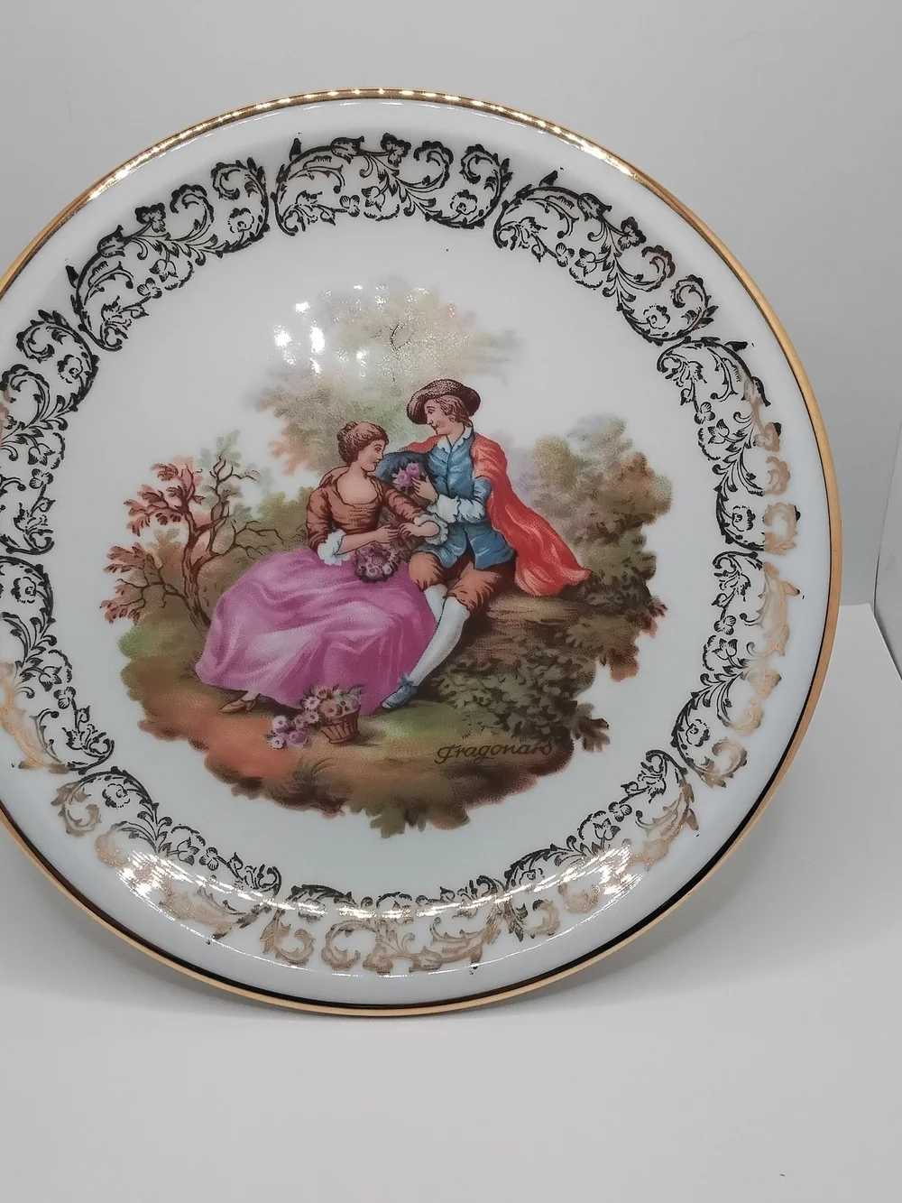 Vintage Bavarian Gloria Fine Porcelain Fragonard Pedestsal Cake Stand - EUC